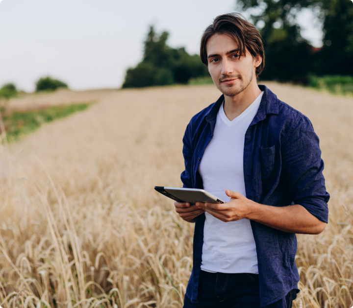 Man Holding an apple
